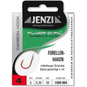 JENZI Forellenhaken Gebunden an Fluor Carbon Gr.4 0