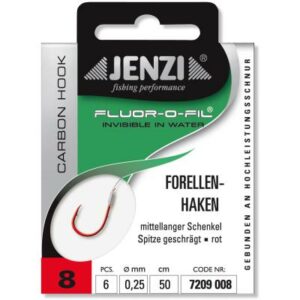 JENZI Forellenhaken Gebunden an Fluor Carbon Gr.8 0