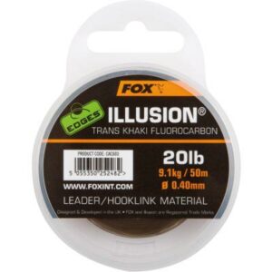 FOX Edges Illusion Flurocarbon Leader 50m 0.40mm 20lb 9.09kg trans khaki