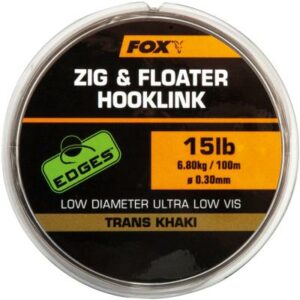 Fox Zig and Floater Hooklink Trans Khaki - 12lb 0.28mm